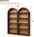 Farmhouse Bookshelf Set of 2, Freestanding Tall Bookcase with Two-Tone Finish & Fabric Arched Top, 5-Tier Open Storage Cabinet for Living Room, Home Office, Bedroom, Walnut