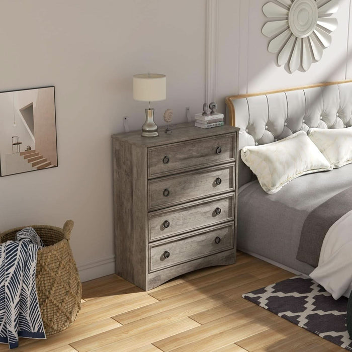 Modern 4 Drawer Dresser, Dressers for Bedroom, Tall Chest of Drawers Closet Organizers and Storage for Clothes - Easy Pull Handle, Textured Border 5.5" Deep Drawers for Bedroom, Living Room, Gray
