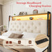 King Bed Frame with Storage Headboard, Velvet Upholstered Platform Bed with 4 Drawers, LED Bed Frames with Charging Station, No Box Spring Needed, Easy Assembly, Beige