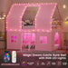 Pink Twin Over Twin Bunk Bed With LED Lights And Play Curtain