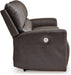 Boxmere Modern Leather Match Power Reclining Sofa with USB Ports, Dark Brown