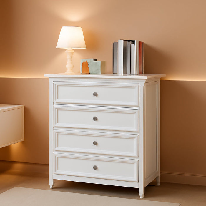 White Dresser for Bedroom,4 Chest of Drawers Dresser,Tall Nightstand Modern Clothes Organizer Cabinet for Bedroom,Closets,Hallway