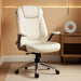 Executive Office Chair-Ergonomic Computer Desk Chair with Upgraded Caster for Swivel, High Back Office Chair with Padded Flip-Up Arms, Stylish Leather Chair Thicken Seat for Comfort (Ivory, 300Lbs)