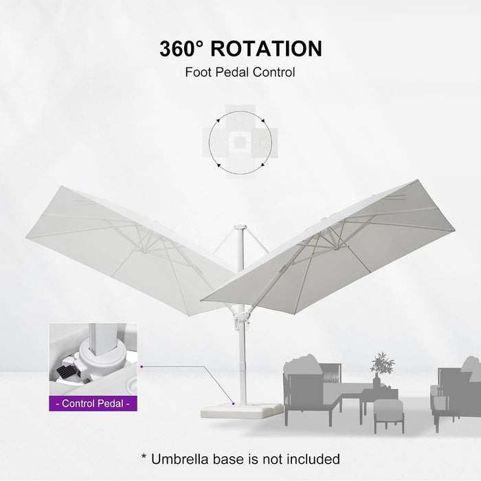 Cantilever Patio Umbrella 10' X 10' White Aluminum Frame, White