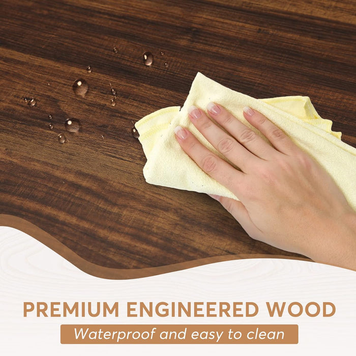 Farmhouse Dining Table for 6 People, 70.8-Inch Rectangular Wood Dining Table, Rustic Kitchen Table with Heavy Duty Metal Legs for Dining Room (Brown/White)