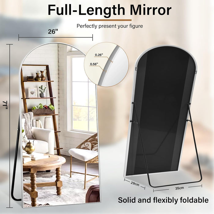Arched Full Length Mirror 71"X26" Leaning Hanging Decor Silver