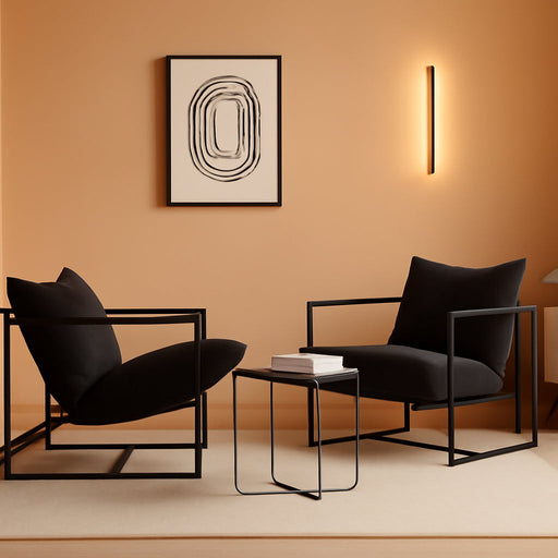 Aidan Sling Accent Chair, Pack of 2, Metal Framed Armchair with Shredded Foam Cushioning, Black