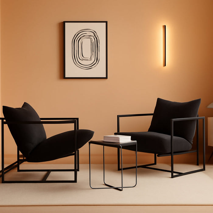 Aidan Sling Accent Chair, Pack of 2, Metal Framed Armchair with Shredded Foam Cushioning, Black