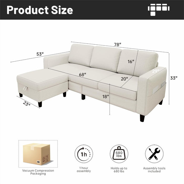 Beige Sectional Sofa for Small Spaces Comfortable and Versatile - ShipItFurniture