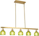 Gold Pendant Chandelier With Emerald Floral GlassShade