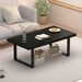 Black Coffee Table, Minimalist Industrial Wooden Center Table, Modern Simple Rectangle Living Room Table, Farmhouse Wood and Metal Cocktail Coffee Table for Home Bedroom Office, Black Oak, 39 Inch