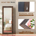 58X22In Full Length Mirror, 3-Tier Stepped Solid Wood Frame, Brown