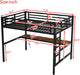 Full Size Metal Loft Bed with Desk and LED Lights,Heavy Duty Loft Bed Frame with Charging Station and USB for Kids,Teens,Adults,Full Size,Black