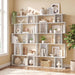5-Tier Bookshelf, 10-Cube White Geometric Bookcase with 5 Closed-Back Cubbies, Anti-Toppling Kits, Open Display Storage Shelf for Living Room, Home Office, Bedroom
