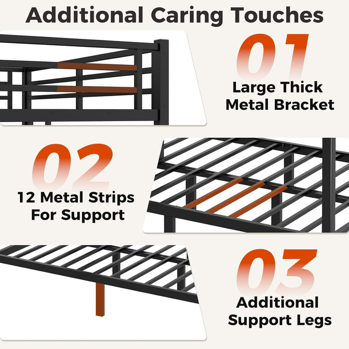 Queen HeavyDuty SpaceSaving Double Queen Bed Black