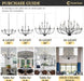 Black 36Inch 12Light Chandelier For Entryway Hallway