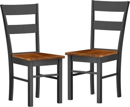 Dining Chairs, Set of 2 Farmhouse Kitchen & Dining Room Chairs with Open Back, Rubber Wood Seating for Living Room and Dining Room, Black