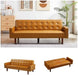 Brown PU FullGrain Leather SpaceSaving ThreeSeater Sofa