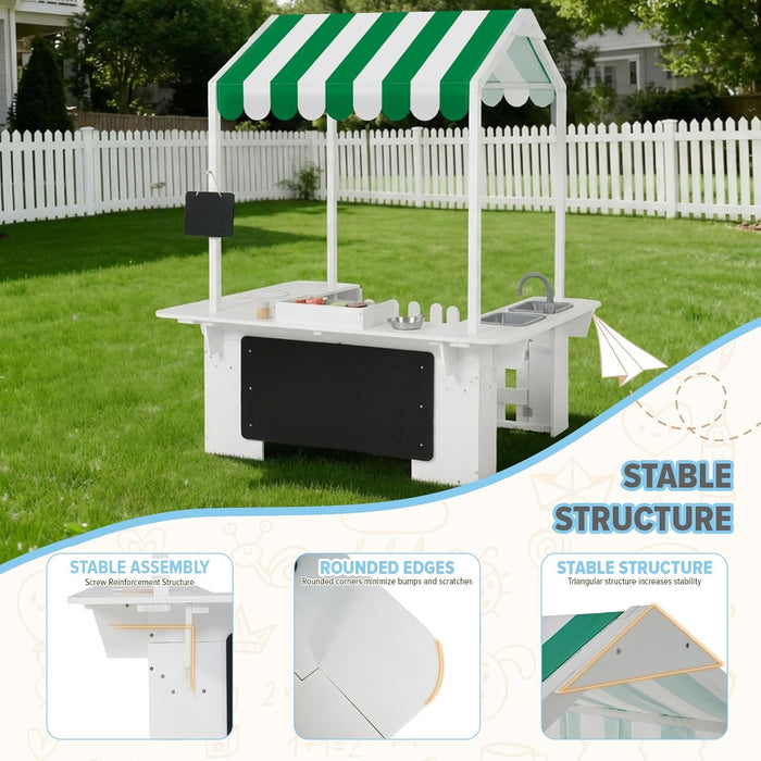 Kids Outdoor Playhouse, Mud Kitchen, BBQ Toys,Outdoor Playsets, Ideal Role Play Toy Gift for Toddlers and Kids Ages 3-8 (White)