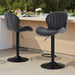 Bar Stools Set of 4, Swivel Adjustable Height Fabric Bar Chair | Barstools Counter Height, Backrest, Armless, Upholstered, Modern, Kitchen Island, Dining Room, Black
