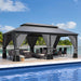 12'X20' Hardtop Gazebo, Outdoor Double Roof Canopy with Netting and Curtains, Galvanized Metal Frame, Sunshade for Patio, Backyard, Deck and Lawns-Gray