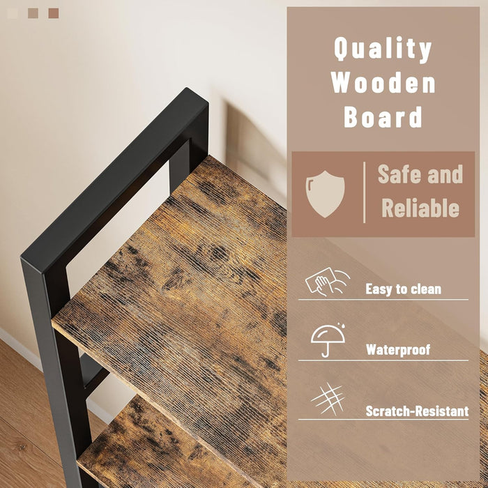 Triple 4 Tier Book Shelf, Large Wooden Bookcase with 14 Open Display Shelf, Modern Bookshelf Metal Frame Furniture for Living Room Bedroom Home Office Brown