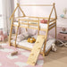 TwoTier Overhead Queen SolidWood Bunk Bed ClimbingNets