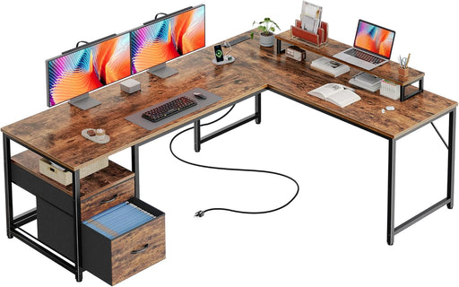 SixtyThreeInch LShaped Desk USBPort Ergonomic Workspace