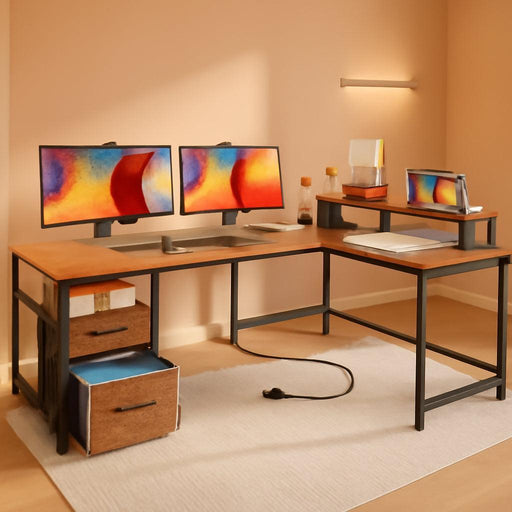 SixtyThreeInch LShaped Desk USBPort Ergonomic Workspace