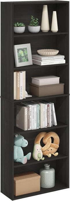 Jaya Simply Home Free Standing 6-Tier Open Storage Bookcase, Espresso