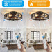 20" Caged Farmhouse Flush Mount Ceiling Fan with Light and Remote Control Bladeless Low Profile Ceiling Fans with Lights Enclosed Vintage Fan 6 Speed Reversible for Kitchen, Bedroom