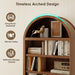 2 Pack 71" Tall Arched Bookshelf with Storage Cabinet, Modern Wood Display Bookcase with Arched Top, 3 Adjustable Open Shelves, 2 Doors Cabinet, for Living Room, Bedroom, Walnut