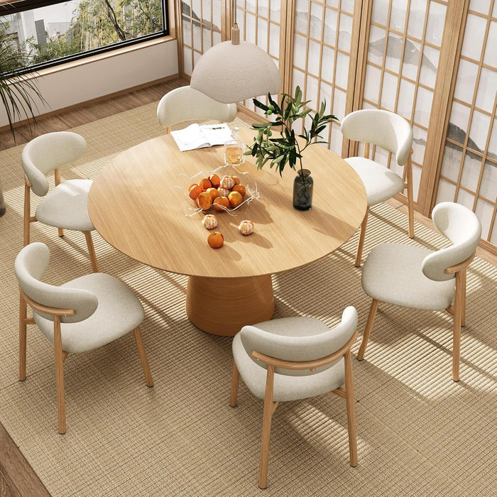 Kitchen Dining Chairs Set of 4 Modern Soft Linen Farmhouse Dining Room Chair with Metal Legs, Beige/Original