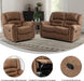 Manual Recliner Sofa Set, Faux Leather Reclining Living Room Set, Included Single Recliner Chair and Loveseat Manual Recliner Sofa, Brown(Recliner+ Loveseat)