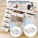 White Vanity Desk with Mirror and Light, Makeup Vanity Table with Charging Station, 7 Storage Drawers, 1 Cabinet, 3 Color Lighting Modes, Modern Wooden Dressing Table for Bedroom