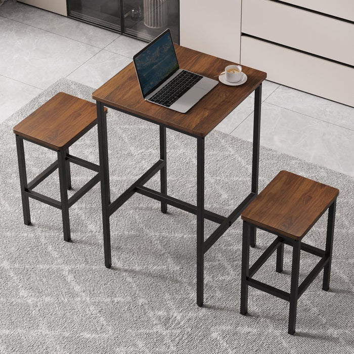 Bar Table, Square Bar Table, Small Kitchen Dining Table, High Top Bar Table, High Cocktail Table for Living Room Parties,Sturdy Metal Frame, 23.6"D X 23.6"W X 40.5"H for Narrow Spaces (Brown)