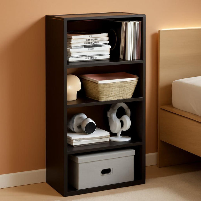 Viola Book Shelf, 4-Tier Bookshelf, Bookcase with Open Shelf, 11.3 X 23.2 X 45.4, for Living Room, Bedroom, Home Office, Dark Oak