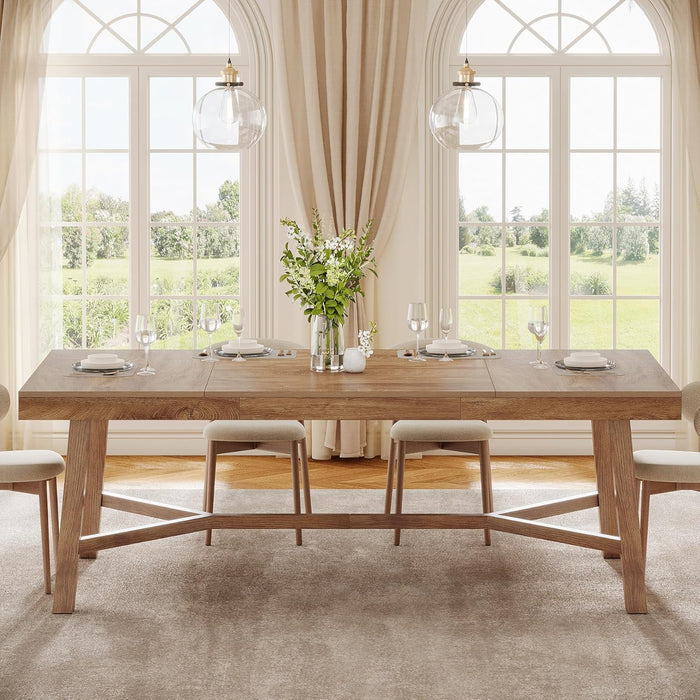 70.9-Inch Dining Table for 6-8, Large Farmhouse Kitchen Table with Reinforced Metal Legs for Kitchen & Dining & Living Room, Natural