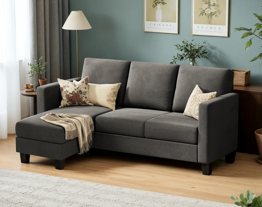 Dark Gray Linen Sectional Sofa for Small Spaces