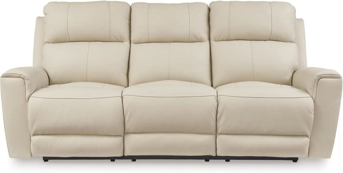 Dahlmoore Modern Leather Match Power Reclining Sofa with USB Ports, Beige