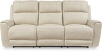 Dahlmoore Modern Leather Match Power Reclining Sofa with USB Ports, Beige