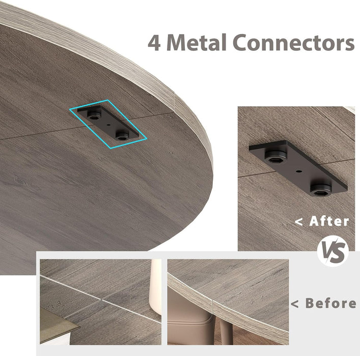 Round Dining Table for 4-6, Farmhouse Kitchen Table, Grey, 47 Inch | Modern Circle Dining Table with Wood Top, Wood Dinner Table with Wooden Pedestal Base for Dining Room, Living Room,Office