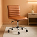 Alan Office Task Chair - Brown Vinyl - Chrome Frame - Armless - Ribbed Back and Seat - Low Back Design