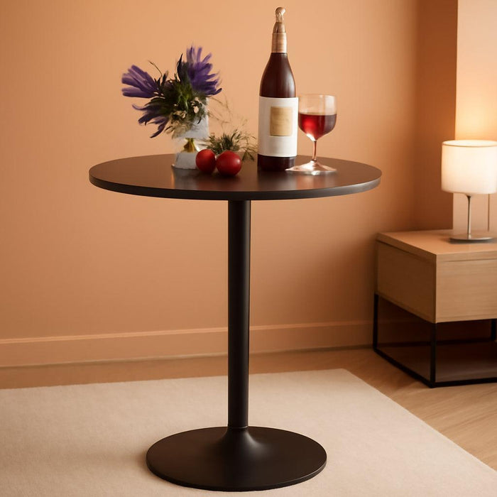 Two-In-One Bar Table with Detachable Pole, Metal Base, 24" round Top, 40"/22" Two Convertible Height, Cocktail Table, Coffee Table, Pub Table for Dining Room, Restaurant, Kitchen (1, Black)