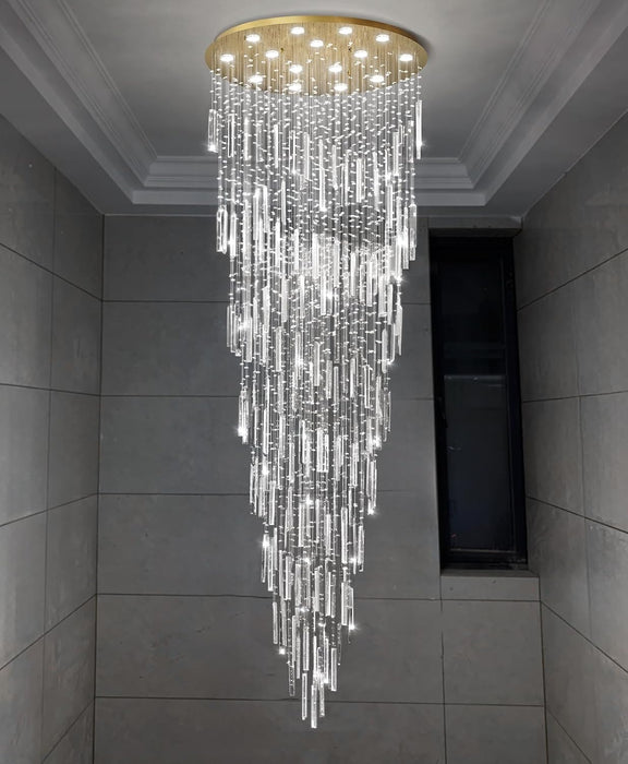 D40'' X H120'' Crystal Chandelier High Ceiling Chandeliers for Entryway Large Raindrop Chandeliers LED Dimmable Flush Mount Light Fixtures for Staircaes Foyer Hallway Living Room Bulbs Included Gold