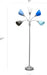 LF2006-SBG 67" Contemporary Multi Head Medusa 5 Light Adjustable Gooseneck Silver Floor Lamp with Blue, White, Gray Shades for Kids Bedroom Playroom Living Room Office