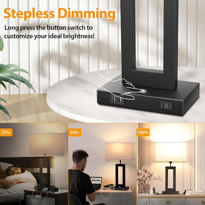 22’’ Touch Control Bedside Nightstand Lamps, Modern Table Lamps Set of 2