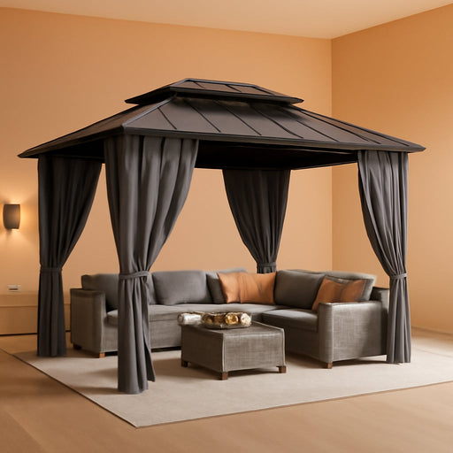 10x12 Hardtop Gazebo WeatherResistant Double Roof Patio