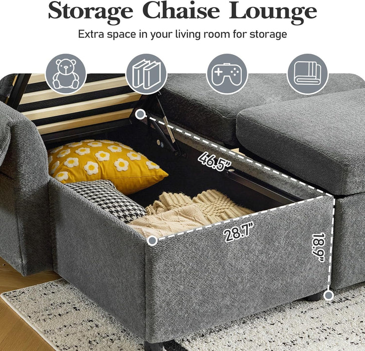 Convertible Sofa Bed With CloudLike Storage Chaise