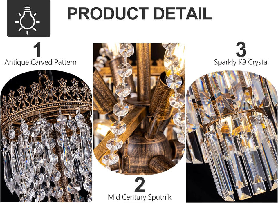French Empire Crystal Chandelier 11 Lights 24By42Inches